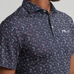 RLX Golf Polo- Navy Blue Floral Pattern - Size M